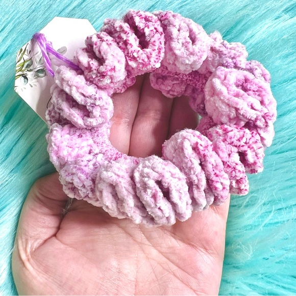 Handmade VELVET Party Sprinkle Pink Purple Small Hair Scrunchie PinkRainCloud - Picture 5 of 10